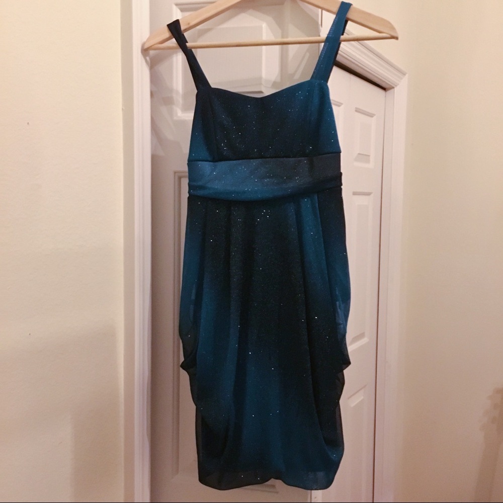 Roxette Juniors L Blue and Black Sparkly Dress